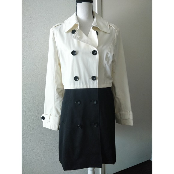 Forever 21 Jackets & Blazers - 3/$20 Forever 21 Black White Colorblock Peacoat Trench Longline Jacket M